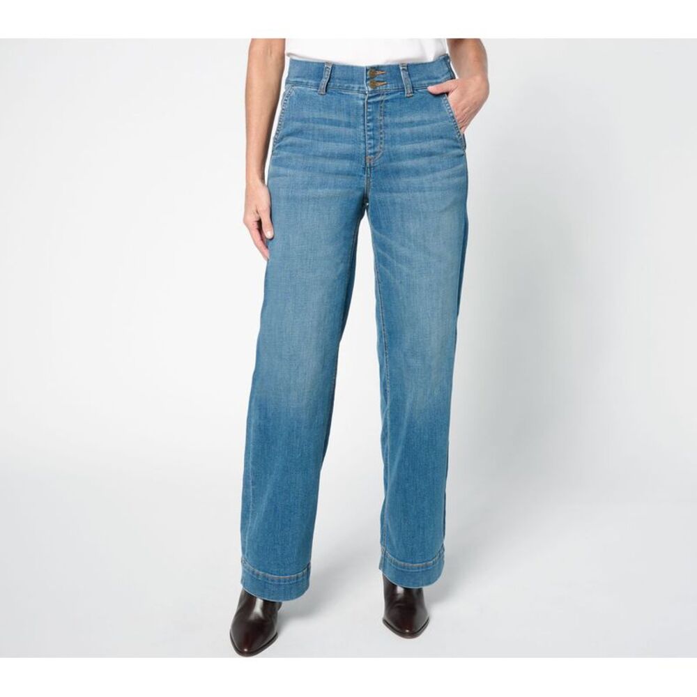 SUNNYLiFE Women's Pants Sz 16 Denim & Co. Indigo Easy Full-Length Blue A663778